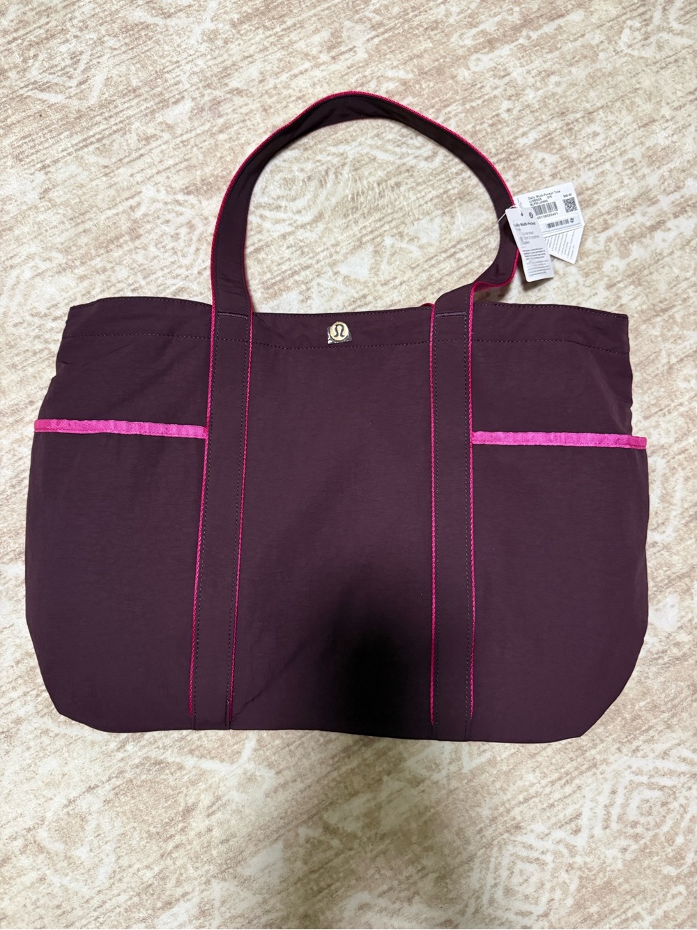 lululemon athletica Plum Tote with Pink Trim
